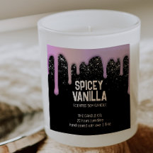 シックモダントレンディーピンクパープルドリップスキャンドルラベル