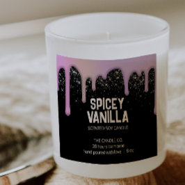 シックモダントレンディーピンクパープルドリップスキャンドルラベル スクエアシール