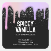 シックモダントレンディーピンクパープルドリップスキャンドルラベル スクエアシール (正面)