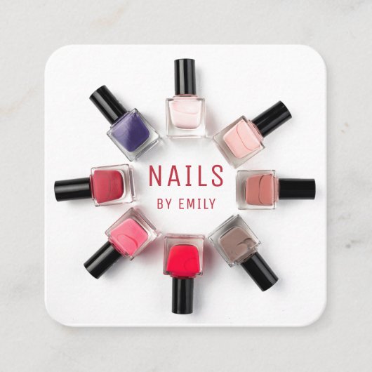 シックモダントレンディープロフェッショナルネイルアートスパサロン スクエア名刺 (正面)