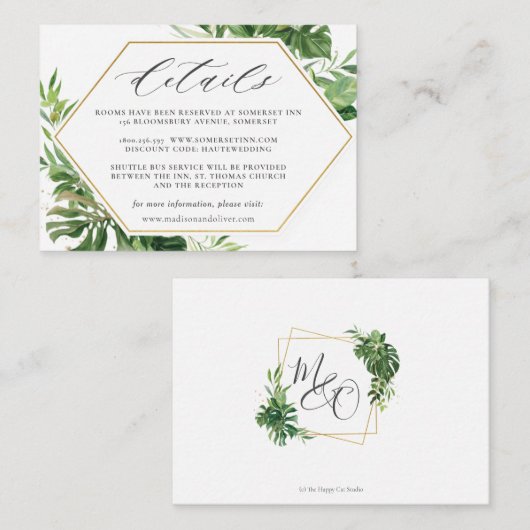 シックモダントロピカルグ結婚レナリー詳細 エンクロージャーカード (正面/裏面)