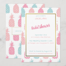 シックモダントロピカルパイナップルブライダルシャワー 招待状