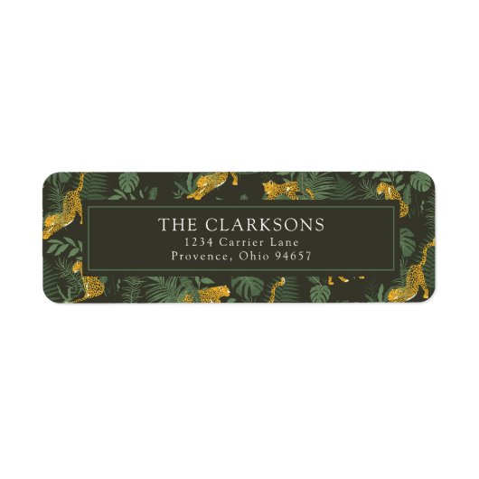 シックモダントロピカルヒョウ差出人住所ラベル ラベル (正面)