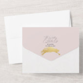 シックモダントロピカル金ゴールドパームソフトピンク結婚ズ オールインワン招待状 (裏面)