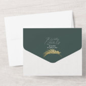 シックモダントロピカル金ゴールドパームダークグリーン結婚ズ オールインワン招待状 (裏面)