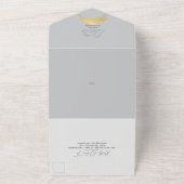 シックモダントロピカル金ゴールドパームライトグレー結婚ズ オールインワン招待状 (外側)