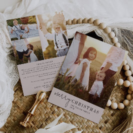 シックモダンニュートラルのクリスマス写真年レビュー シーズンカード