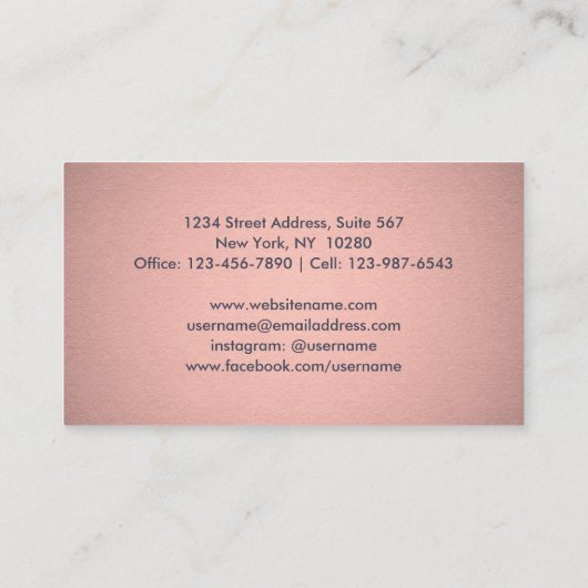 シックモダンネイビーとピンクシェブロンフェイク箔 名刺 (裏面)