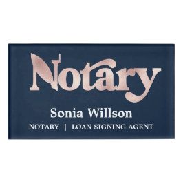 シックモダンネイビーバラ公証人公債署名 名札