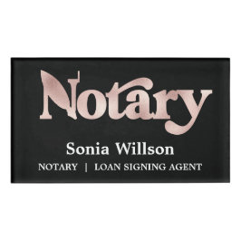 シックモダンネイビーバラ公証人公債署名 名札