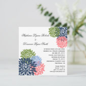 シックモダンネイビーピンクグリーン花花びら 招待状 (スタンド正面)