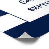 シックモダンネイビーブルーとホワイトの結婚歓迎 ポスター (角)