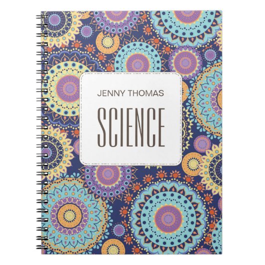 シックモダンネイビーブルーシンプルパタン教室 ノートブック (正面)