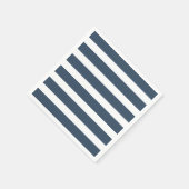 シックモダンネイビーブルーストライプパーティーナプキンス スタンダードカクテルナプキン (角)