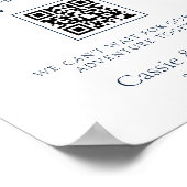 シックモダンネイビーブルーハネムーン基金結婚のサイン ポスター (角)