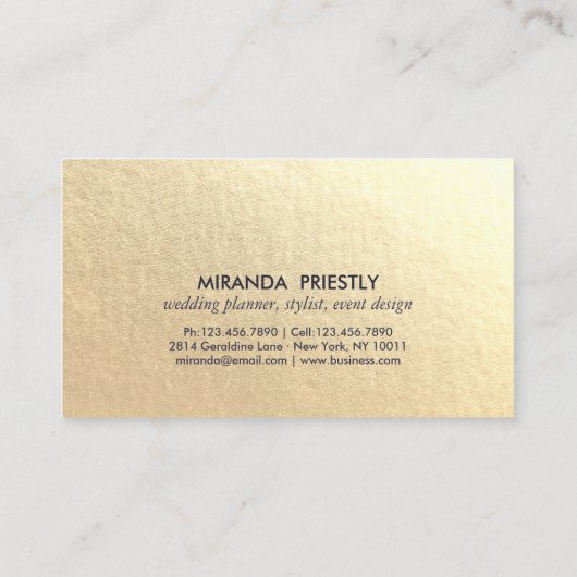 シックモダンネイビーブルーフェイクゴールドフォイルルクセクリエイティブ 名刺 (裏面)