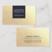 シックモダンネイビーブルーフェイクゴールドフォイルルクセクリエイティブ 名刺 (正面/裏面)