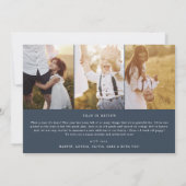 シックモダンネイビーブルーフォトコラージュ新年ニュース シーズンカード (裏面)