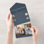 シックモダンネイビーブルーメリークリスマスフォト数々のページ オールインワン招待状 (貼ってはがせる)