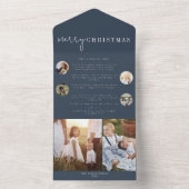 シックモダンネイビーブルーメリークリスマスフォト数々のページ オールインワン招待状 (内側)