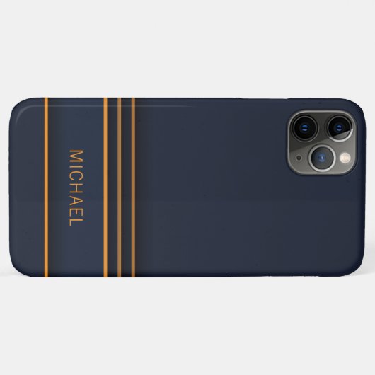 シックモダンネイビーブルー金ゴールドパーソナライズされた名 Case-Mate iPhoneケース (裏面(横))