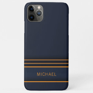 シックモダンネイビーブルー金ゴールドパーソナライズされた名 iPhone 11 PRO MAXケース