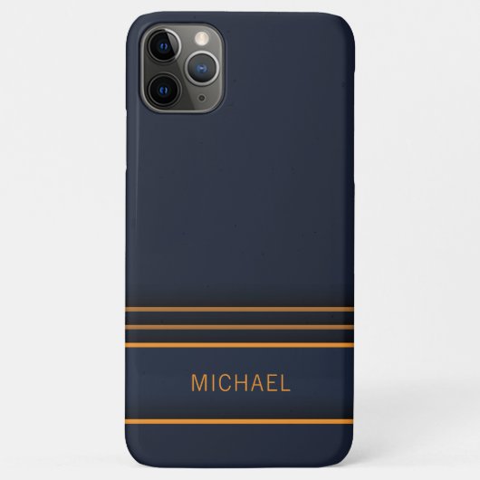 シックモダンネイビーブルー金ゴールドパーソナライズされた名 Case-Mate iPhoneケース (裏面)