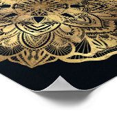 シックモダンネイビーブルー金ゴールドマンダラ ポスター (角)