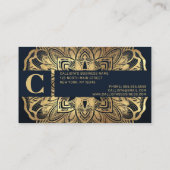 シックモダンネイビーブルー金ゴールドマンダラ ロイヤリティカード (裏面)