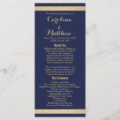 シックモダンネイビーブルー金ゴールドラグジュアリー結婚式 プログラム (正面)