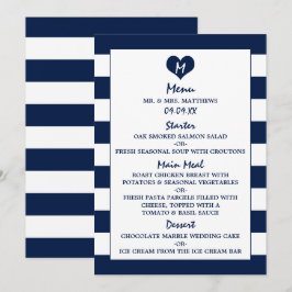シックモダンネイビーブルー&ホワイトのメ結婚ニュー メニュー