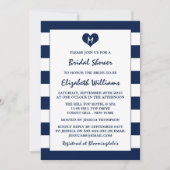 シックモダンネイビーブルー&ホワイトブライダルシャワー 招待状 (正面)