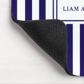 シックモダンネイビーブルー&ホワイト垂直ストライプ マウスパッド (コーナー)