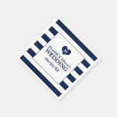 シックモダンネイビーブルー&ホワイト結婚ズ スタンダードカクテルナプキン (角)