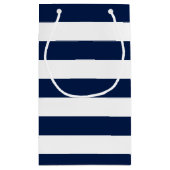 シックモダンネイビーブルー&ホワイト結婚ズ スモールペーパーバッグ (裏面)