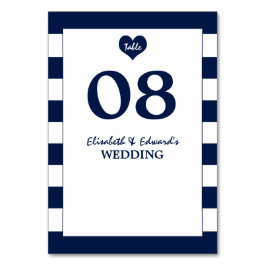 シックモダンネイビーブルー&ホワイト結婚ズ テーブルナンバー