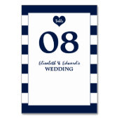 シックモダンネイビーブルー&ホワイト結婚ズ テーブルナンバー (裏面)