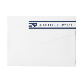 シックモダンネイビーブルー&ホワイト結婚ズ ラップアラウンドラベル