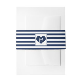 シックモダンネイビーブルー&ホワイト結婚ズ 招待状ベリーバンド