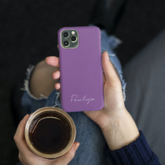 シックモダンネームパーソナライズされたスクリプトDusky Purple iPhone 13ケース