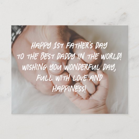 シックモダンハッピーファースト・ファースト・デイ・フォトスタイリッシュ シーズンポストカード (正面)