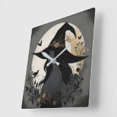 シックモダンハロウィーン魔女大壁時計 スクエア壁時計 (傾斜)