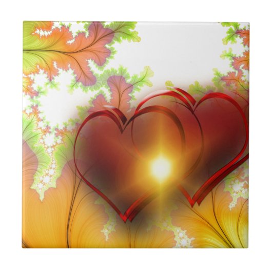 シックモダンハートデザインパターンアクセサリー、愛 タイル (正面)