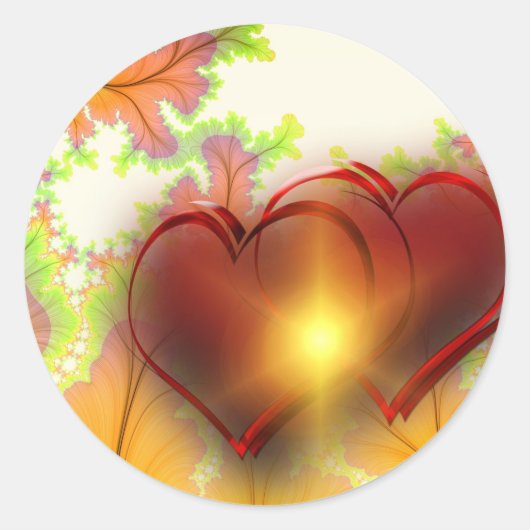 シックモダンハートデザインパターンアクセサリー、愛 ラウンドシール (正面)