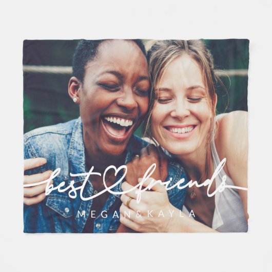 シックモダンハートフ最高のレンズベスティーズBFFフォト フリースブランケット (正面(横))