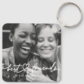 シックモダンハート最高のフレンズBFF写真 キーホルダー (裏面)