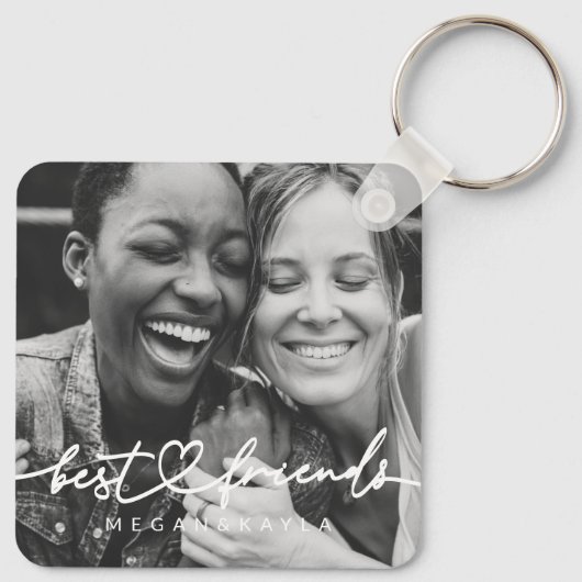 シックモダンハート最高のフレンズBFF写真 キーホルダー (裏面)