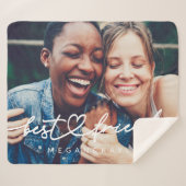 シックモダンハート最高のフレンズBFF写真 シェルパブランケット (正面(横))