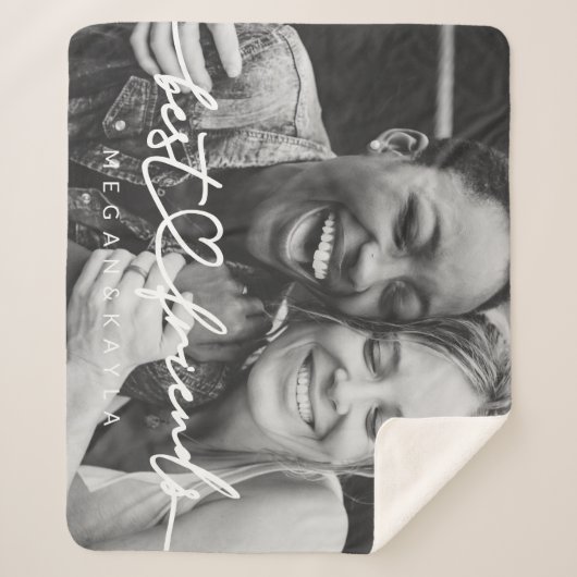 シックモダンハート最高のフレンズBFF写真 シェルパブランケット (正面)