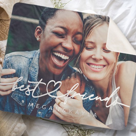 シックモダンハート最高のフレンズBFF写真 シェルパブランケット